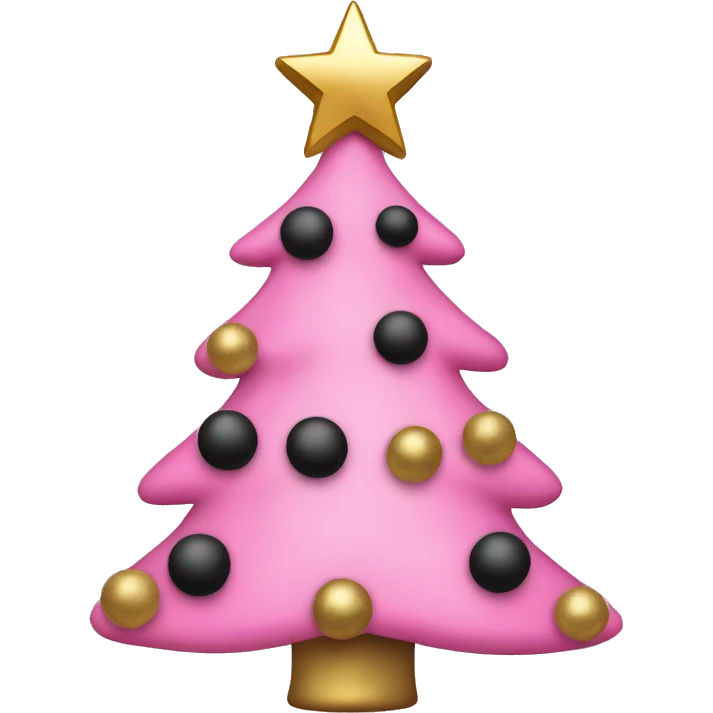 Pink Christmas tree with black bows and gold decoration  emoji