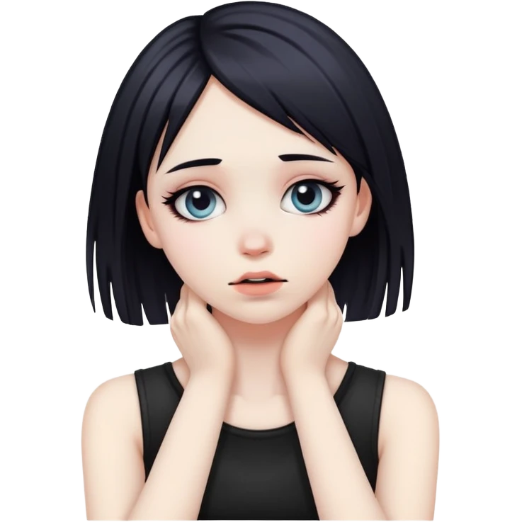 Emo girl hands holding neck emoji