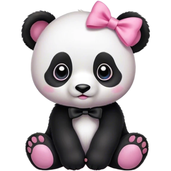 Baby panda with a pink bow emoji