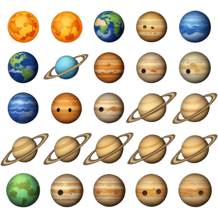 12 planets emojis I need a line for each planet mercury emoji