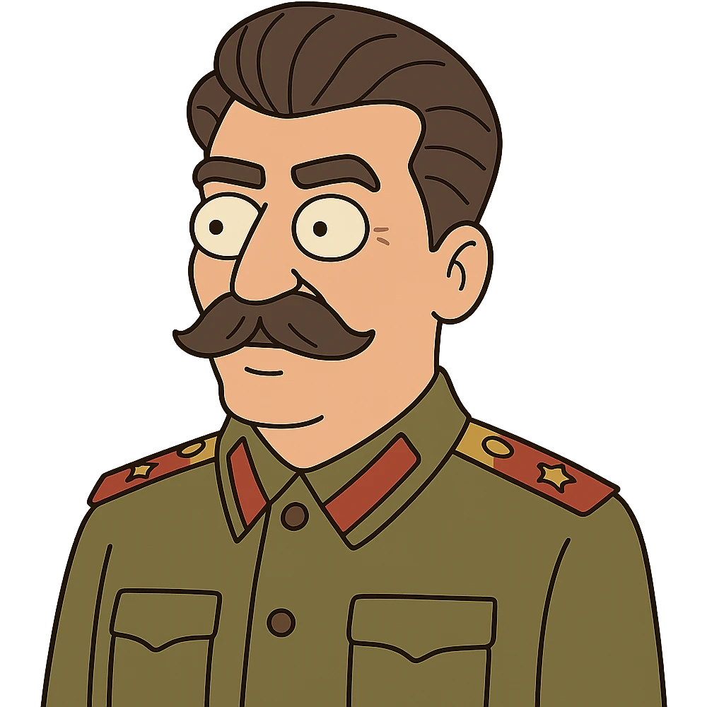 cartoon portrait of Joseph Stalin, neutral expression, simplified features emoji