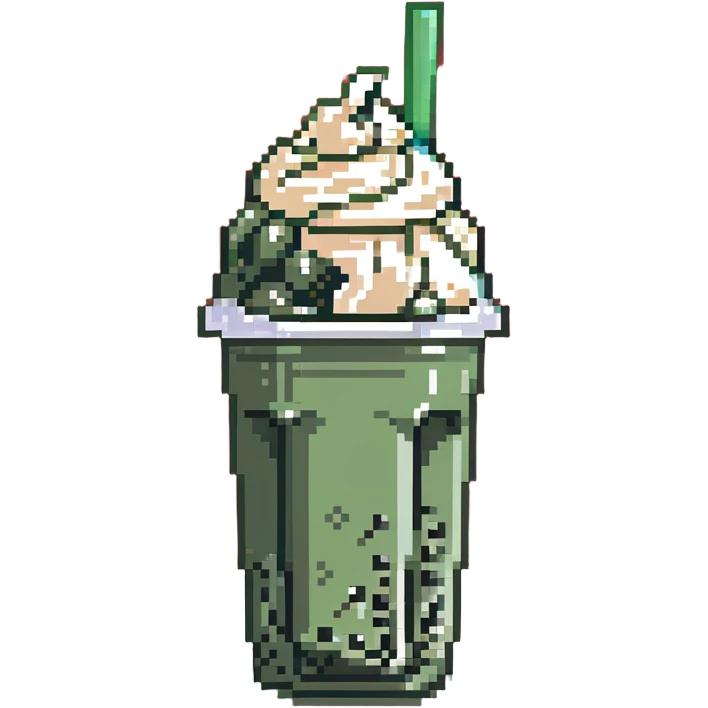 green bubble tea with whipped cream on top emoji