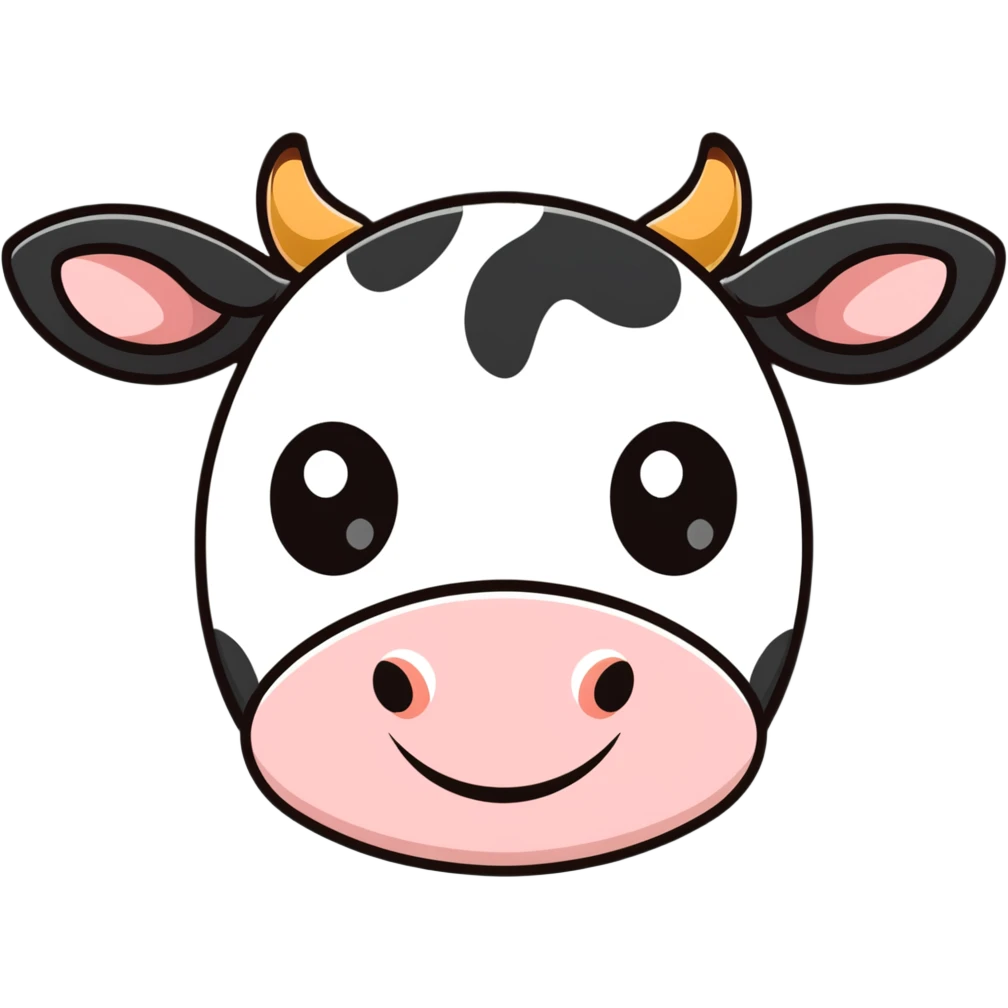 cute cow face with big eyes emoji