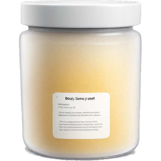 body scrub pot with label emoji