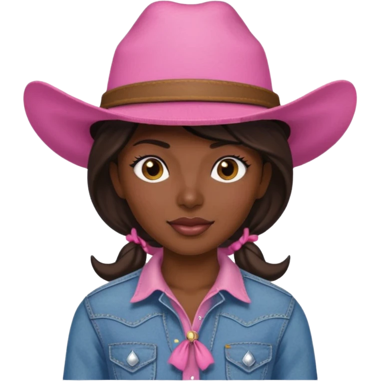 dark skin cowgirl with pink hat emoji