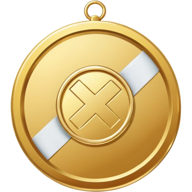 gold medal with bandage and a magnified engraved on it emoji