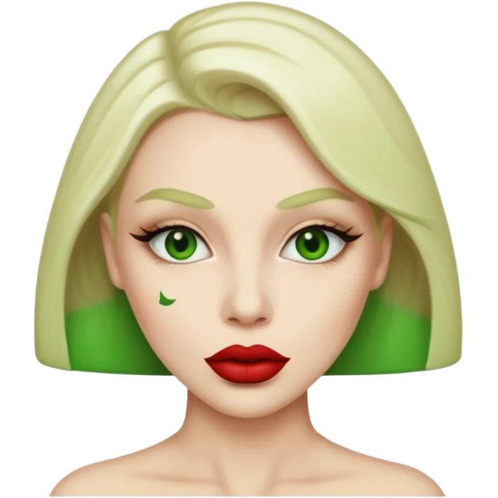 woman with green colored lips emoji