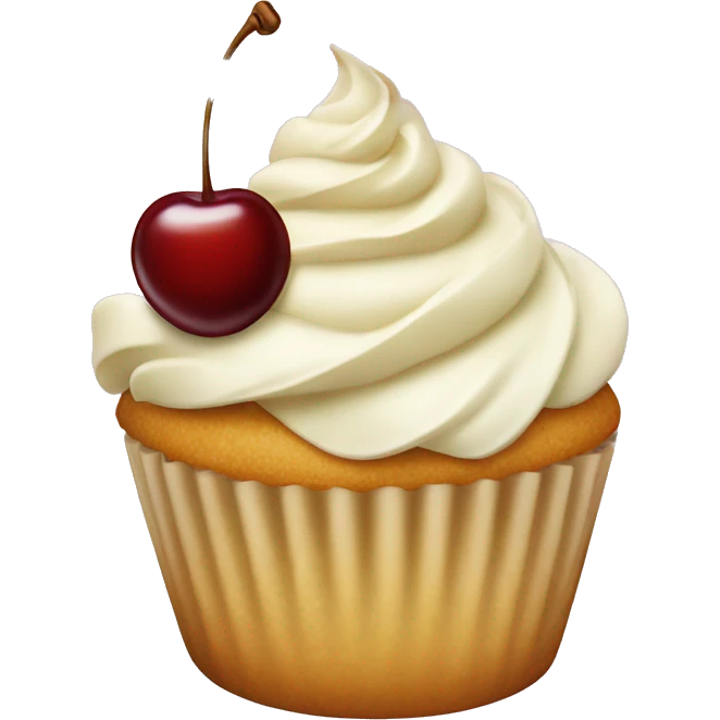 vanilla cupcake with cherry on top emoji