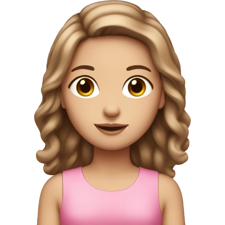 Brown hair white girl wearing all pink emoji