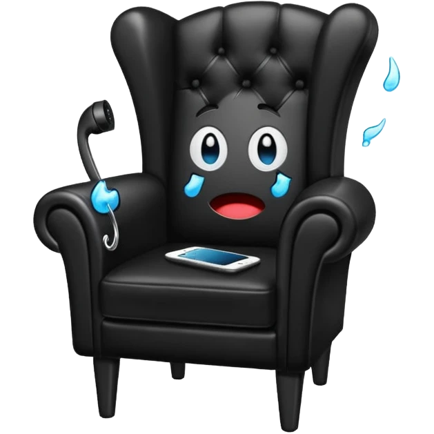 a phone in a chair looking sad and crying emoji
