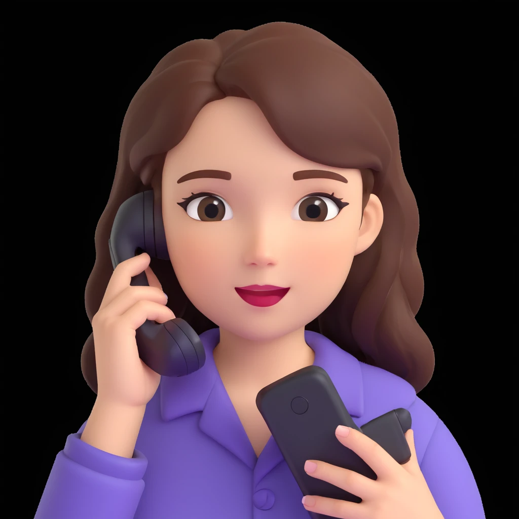girl talking on phone bedroom background, close up pose emoji