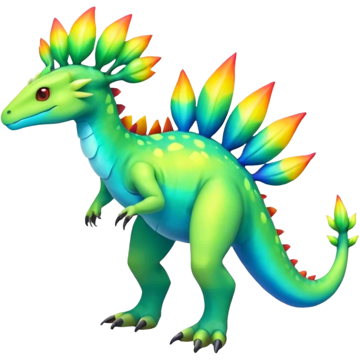Shiny Exotic Colorful Meganium-Amaura-Aurorus-Fakémon-hybrid-creature (full body)  emoji