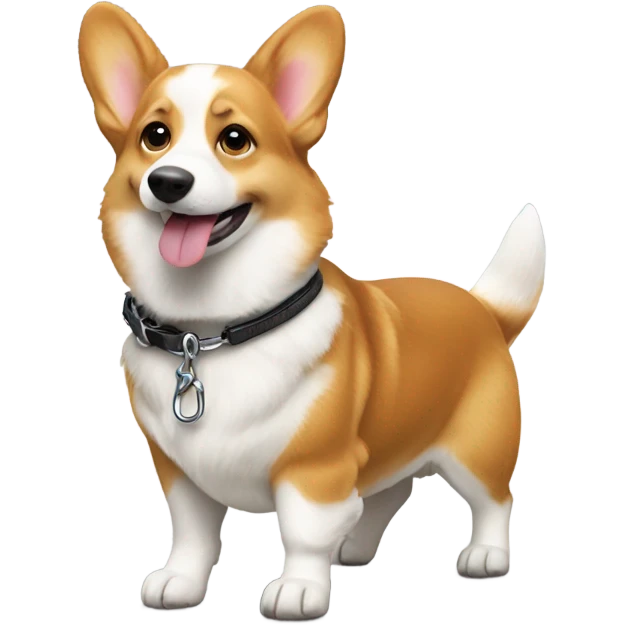 one corgi dog walking with leash emoji