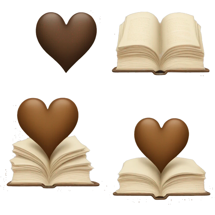 beige books and brown heart emoji
