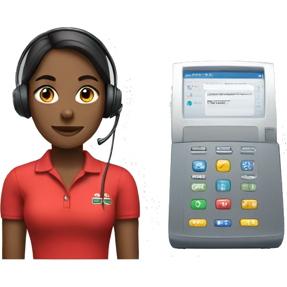 Female customer service agent with headset wearing a red polo shirt emoji