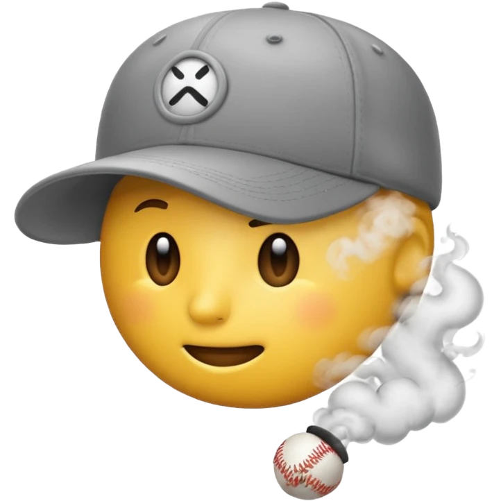emoji with baseball cap, exhaling smoke emoji