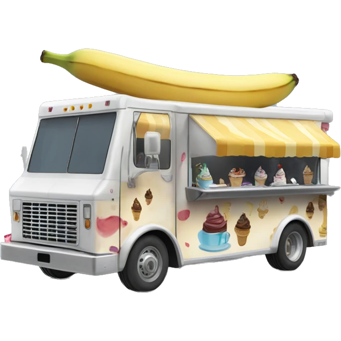 Side view mandalorian 20 foot long banana split Ice Cream Truck  emoji