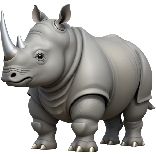 cinematic-rhino-full-body-standing-emoji,-massive-armored-body-poised-powerfully,-thick-horn-curving-slightly-forward,-head-tilted-dramatically,-rough-grey-hide-covered-in-dust,-simplified-focused-features emoji