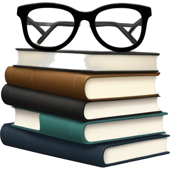 glasses on top of a stack of books emoji
