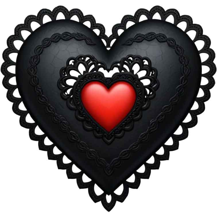 goth heart with a black lace heart border emoji