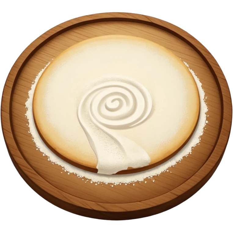 flour on circular wooden plate slightly with curved edges emoji