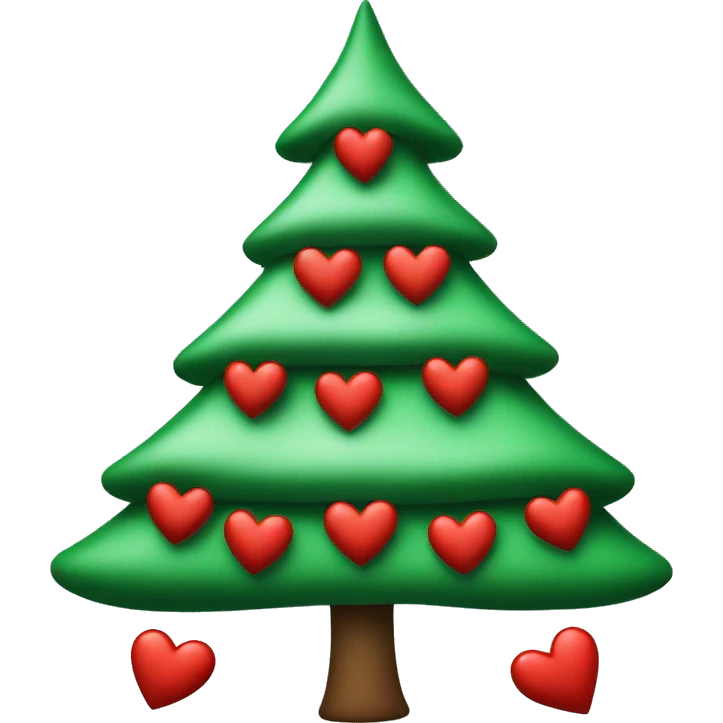 Christmas tree with red and green hearts emoji
