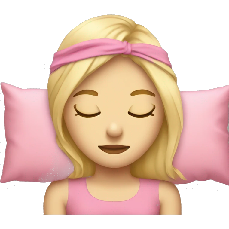 A blonde girl sleeping and wearing a pink sleep mask  emoji