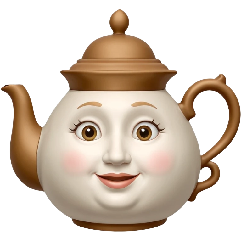A character from the fairy tale Beauty and the Beast: Mrs. Potts, the middle-aged lady (around 40 years old) who was turned into a teapot. She retains the teapot's original form, with an anthropomorphic face on the teapot. emoji