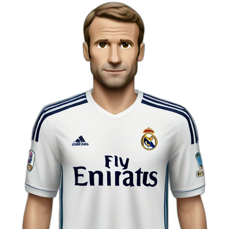 Macron wearing Real Madrid jersey emoji