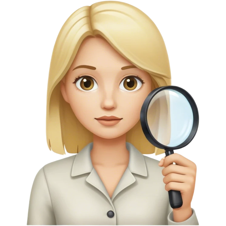 Dessine moi une image d'une femme blonde avec une loupe emoji