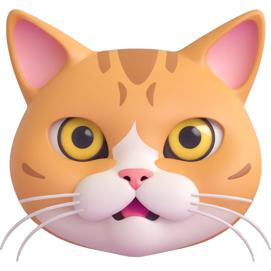 exaggerated eye-rolling cat face, front view, suitable for sticker, transparent background emoji