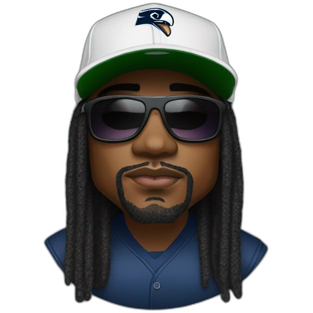 marshawn lynch wearing sunglasses and a baseball cap saying I'm just here so I dont get fined emoji