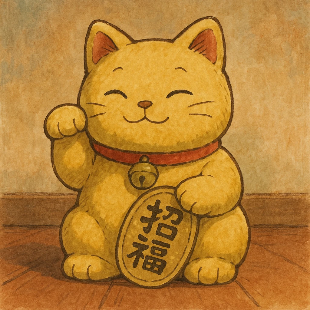 Gold Chinese lucky cat plushie  emoji
