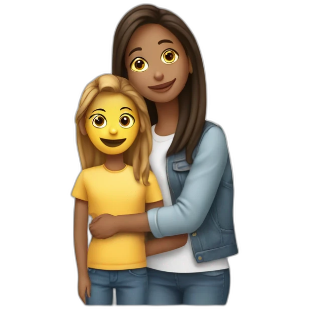 Adolescente avec sa mère  ￼ emoji