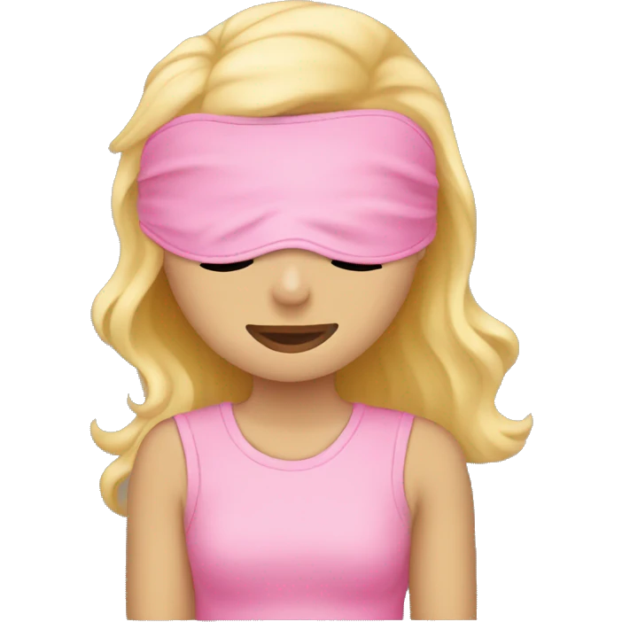 blond girl sleeping and and wearing a pink sleep mask emoji