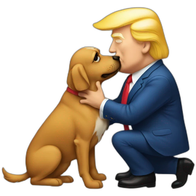 trump kissing a dog emoji
