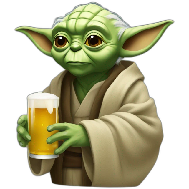 Yoda drinking beer emoji