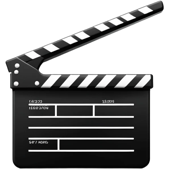 ultra simplified movie clapper, black and white, just two rectangles and a diagonal line, pure geometric abstraction emoji
