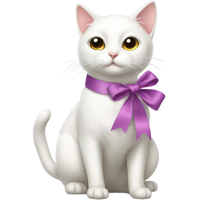 white cat with dress and ribbon emoji
