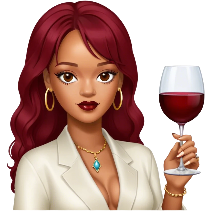 Photo Realistic Rihanna with wine glass emoji