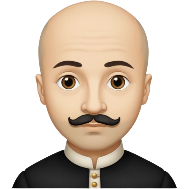 a hand drawn black outline portrait of philosopher Montaigne with similar-sized eyes based a famous portrait of him emoji