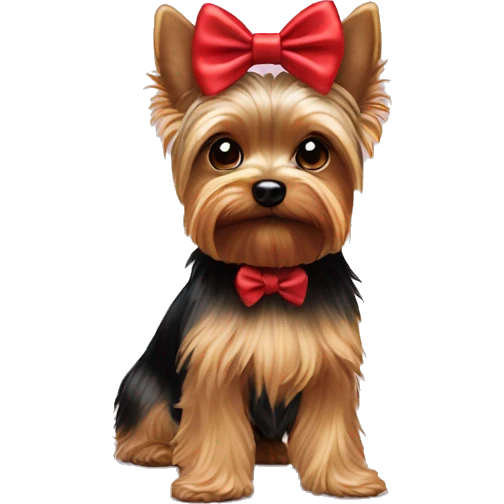Yorkie face with a red bow on her head emoji