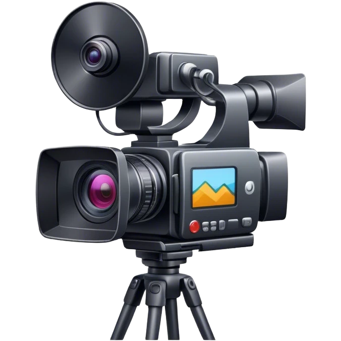 Create an emoji for video shooting. Show a video camera with a recording icon. Use modern, professional colors. Do not include any emojis or smiley faces. Make the background transparent. emoji