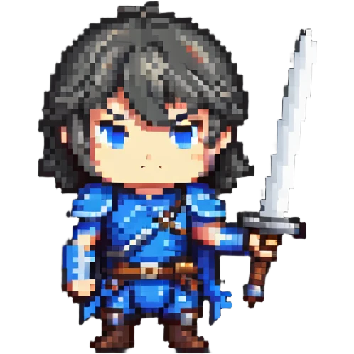 cute chibi male character with sword emoji