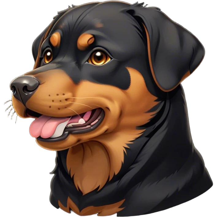 Cinematic Cute Yawning Rottweiler Portrait Emoji, Head tilted slightly with a dramatic, wide-open yawn, showcasing a sleek black coat with prominent tan markings, floppy ears slightly drooping, round brown eyes barely open in drowsy contentment, Simplified yet irresistibly adorable features, highly detailed, glowing with a soft, cozy glow, high shine, relaxed yet expressive, stylized with a touch of whimsy, bright and endearing, soft glowing outline, capturing the essence of a sleepy yet affectionate guardian, so drowsy it feels like it could stretch out of the screen and curl up for a nap! emoji