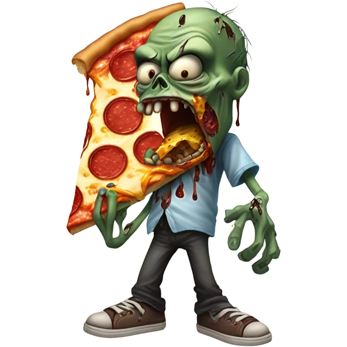 Zombie eating pizza emoji