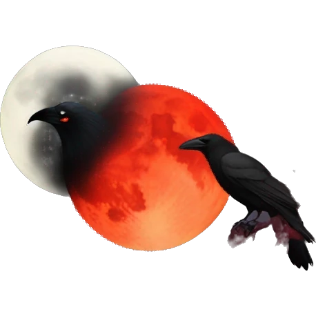 Blood moon with crow in front emoji