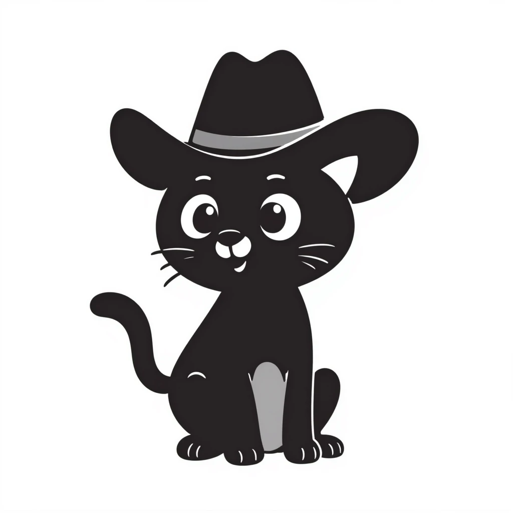 cat wearing a cowboy hat, hand drawn doodle style emoji