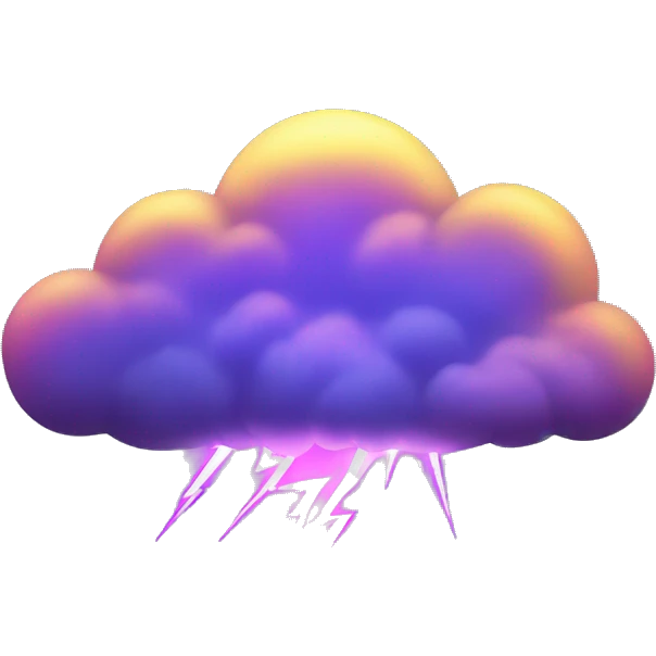 Dark iridescent cloud glowing with lightning bolts emoji
