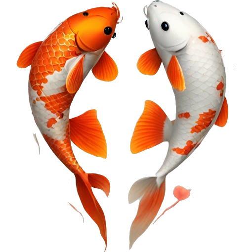 two koi making the shape of a heart emoji